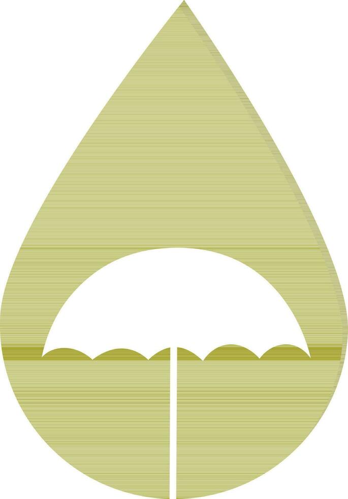 Green drop with white umbrella icon. vector