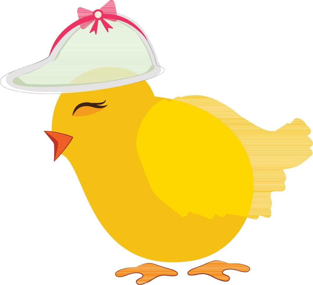 Cute chicken wearing a beautiful cap. vector