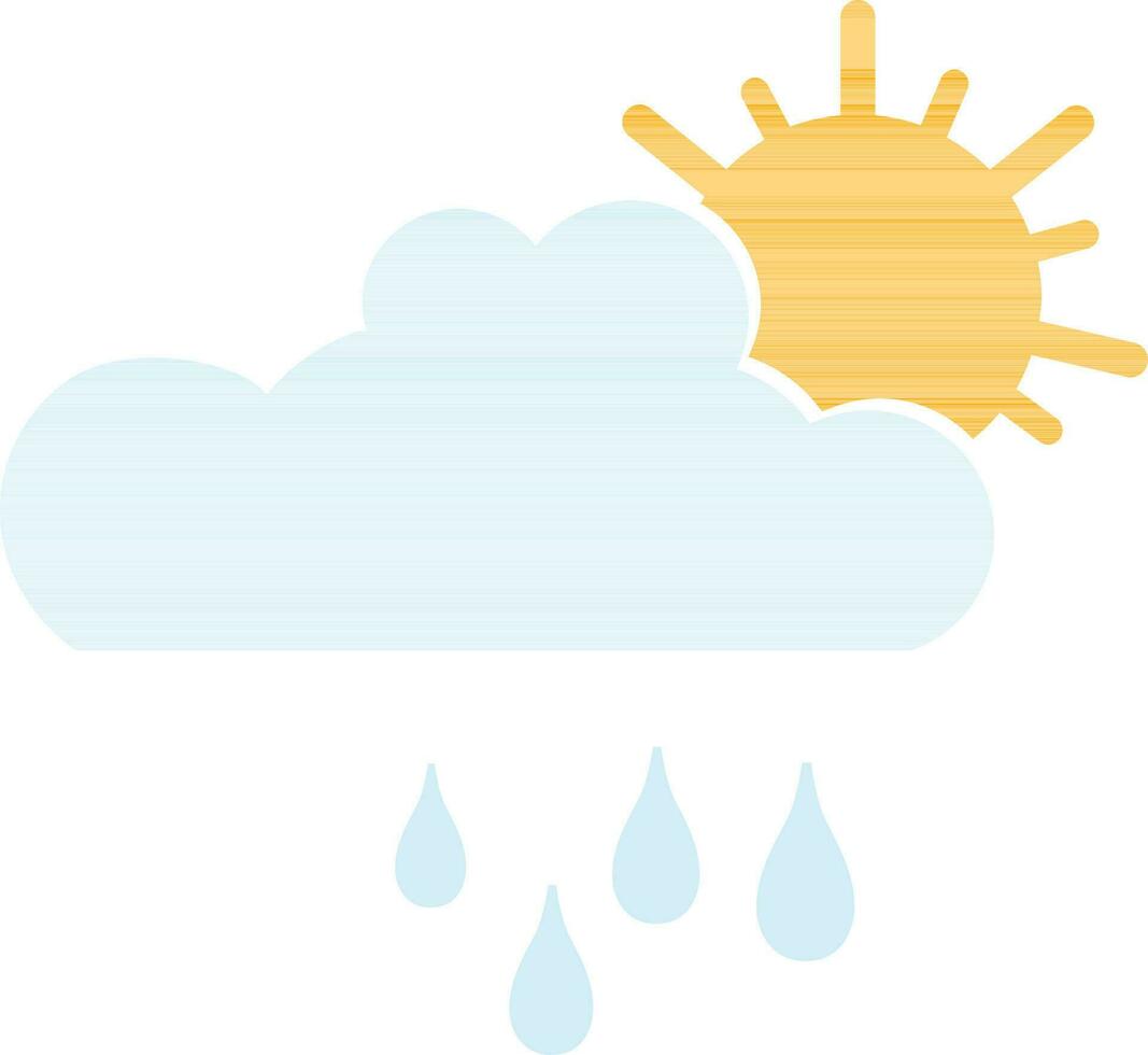 Cloud with sun and rain drop. vector