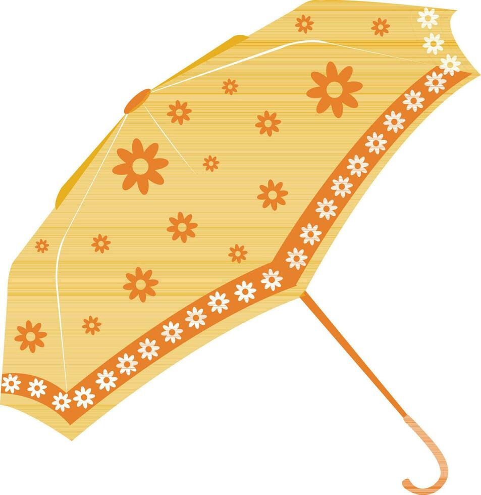 Flowers decorated yellow umbrella. vector