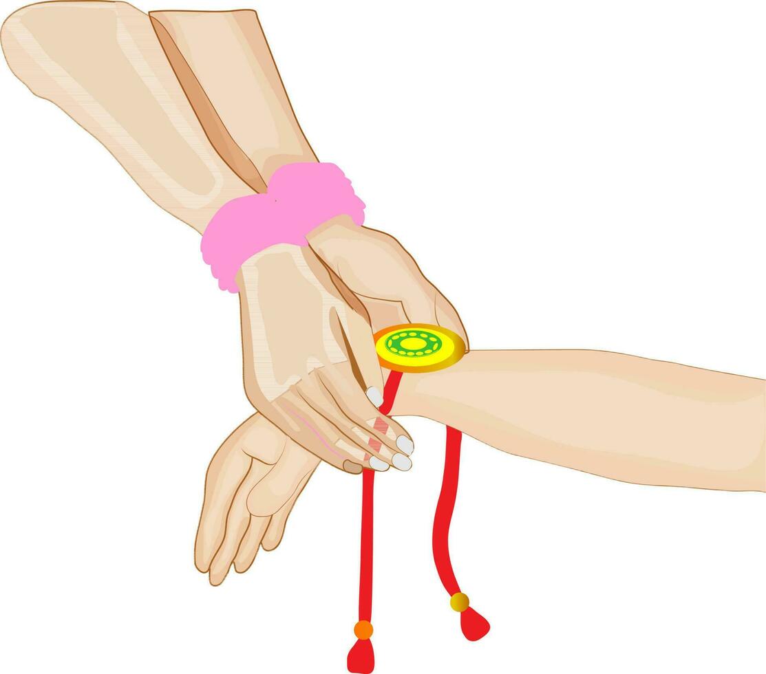 Raksha bandhan tying rakhi. vector