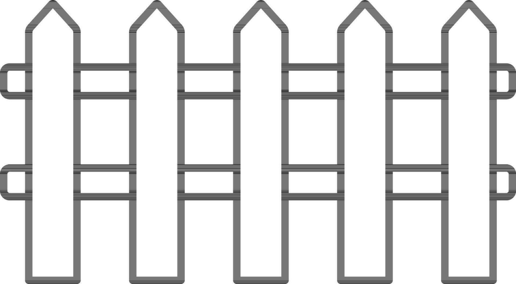 Isolated fence in black line art. vector
