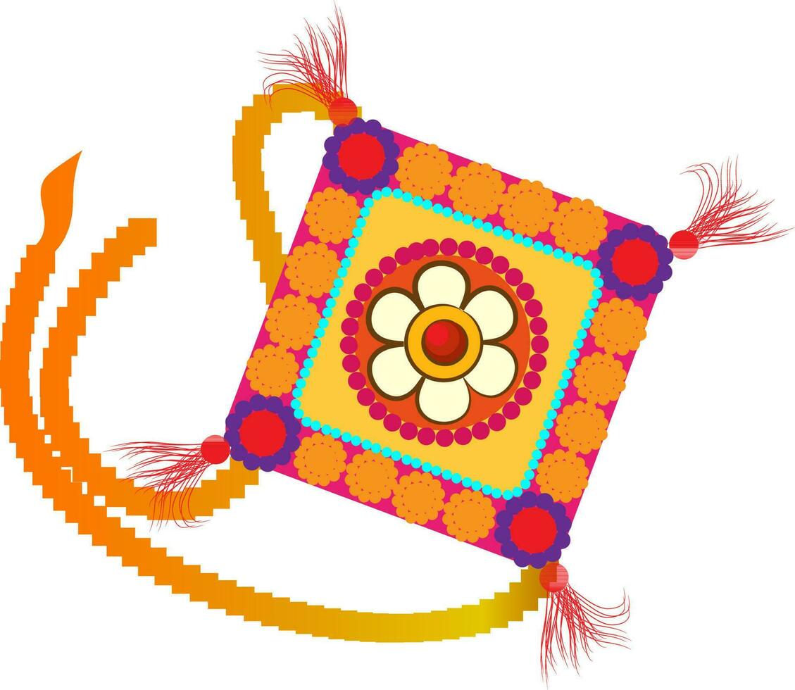 Colourful floral design beautiful rakhi in square shape. vector