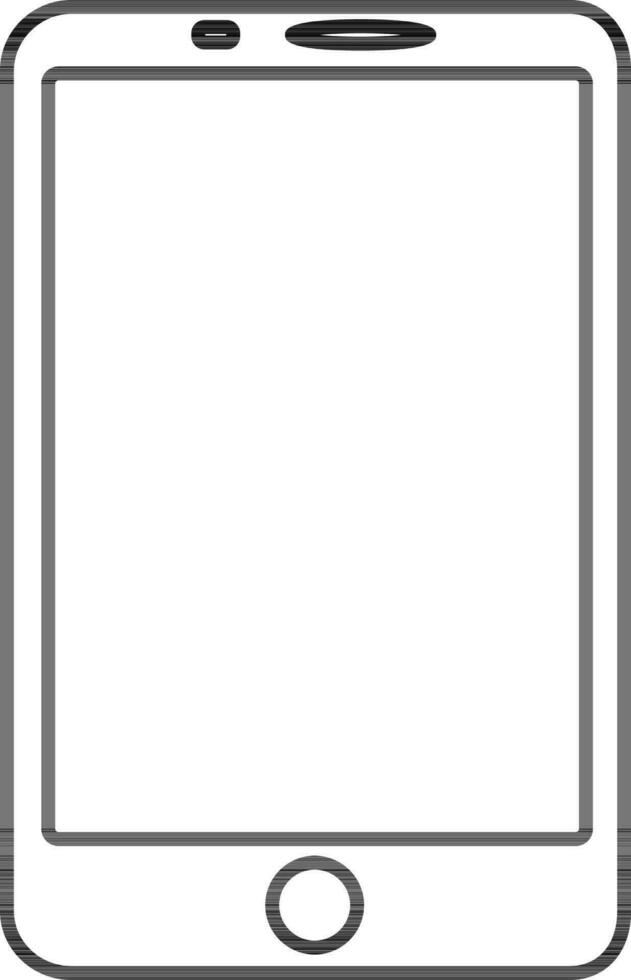 Illustration of a smartphone in black line art. vector