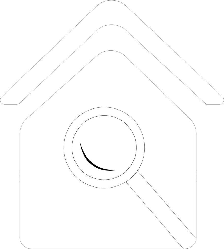 Isolated property search in black line art. vector