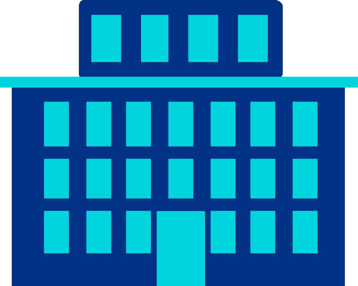 Flat style building in blue color. vector
