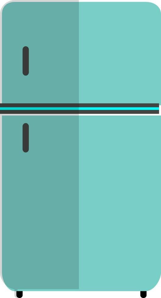 Black and blue refrigerator in flat style. vector