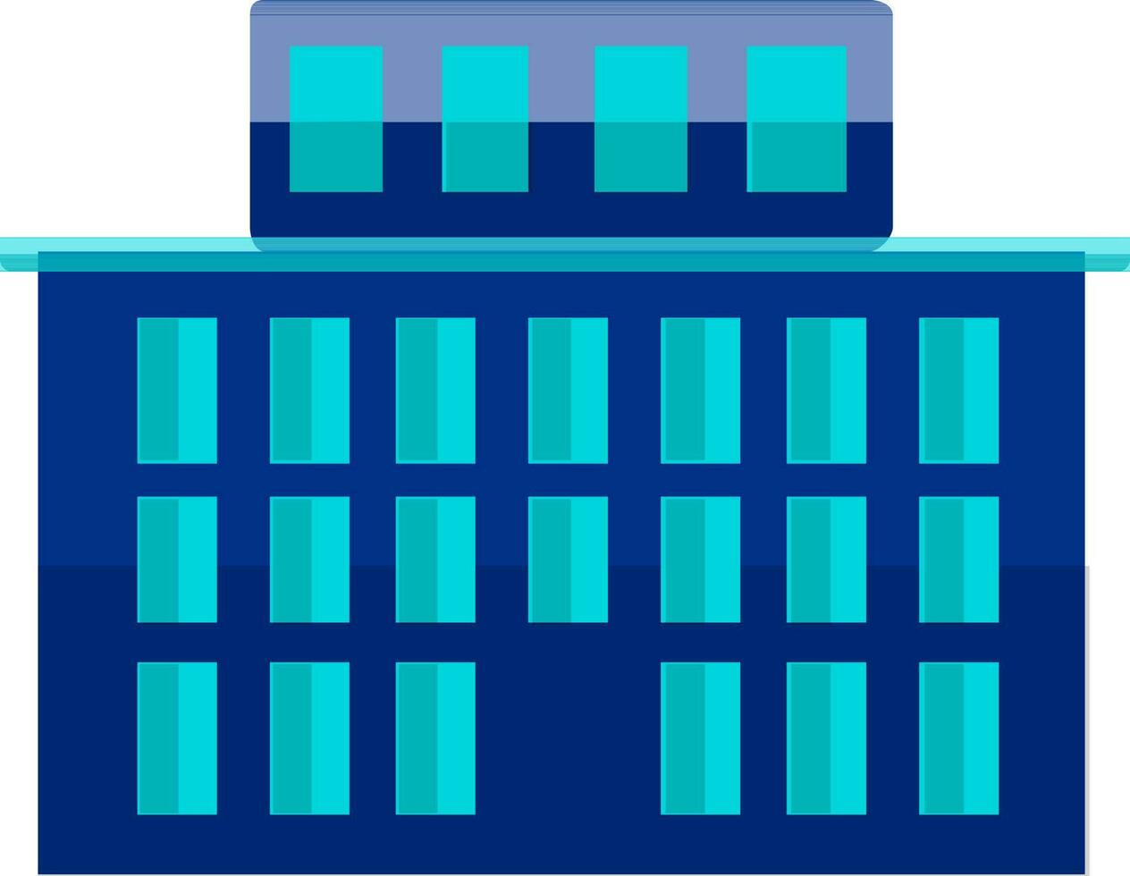 plano estilo edificio en azul color. vector