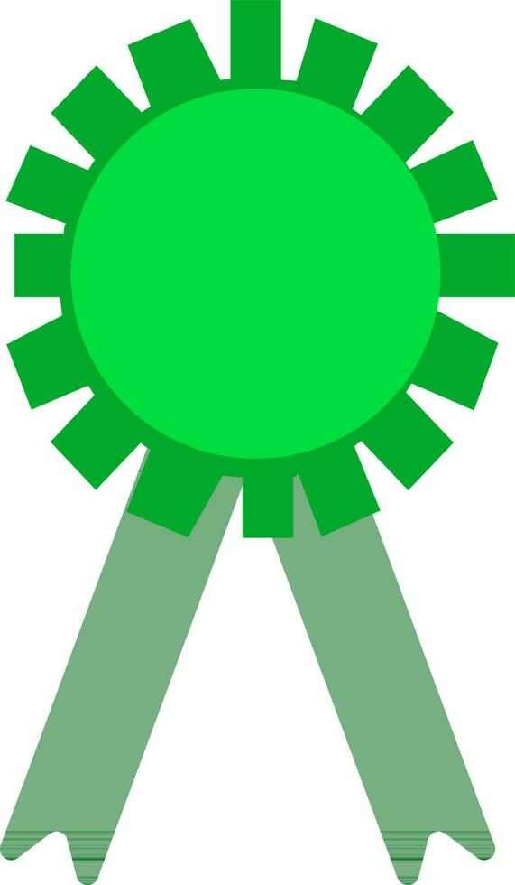 Badge with ribbon in green color. vector