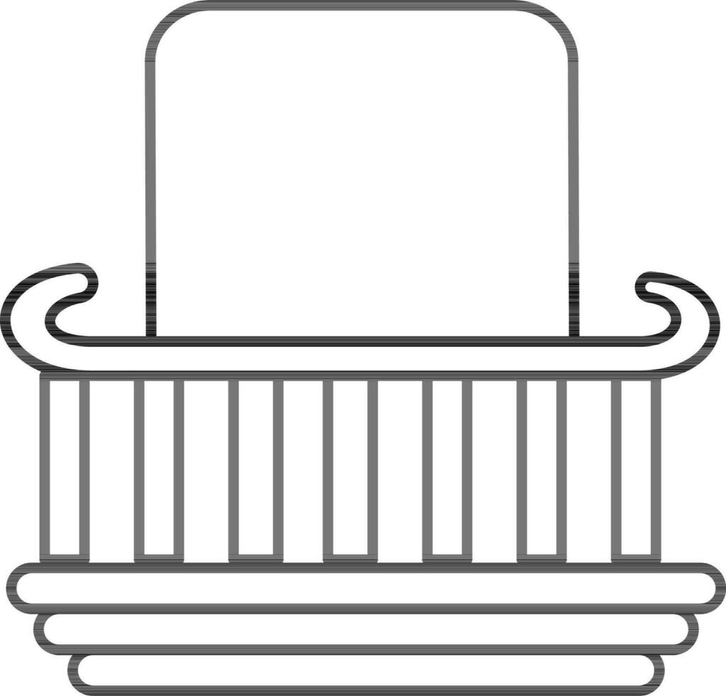 Black line art illustration of a balcony. vector