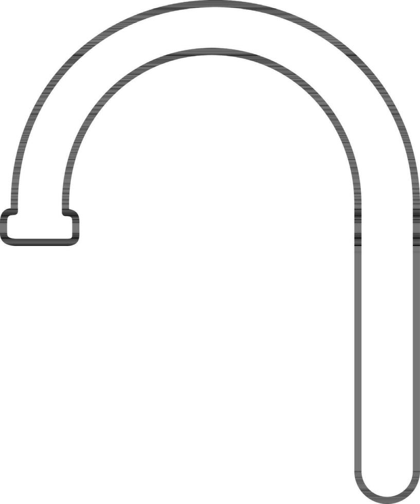 Water tap in black line art. vector