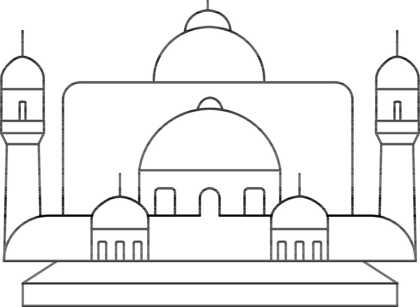 Black Line Art Mosque Icon in Flat Style. vector