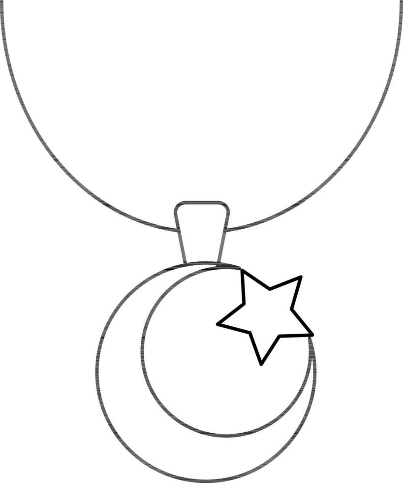 Islamic Locket Icon in Black Line Art. vector