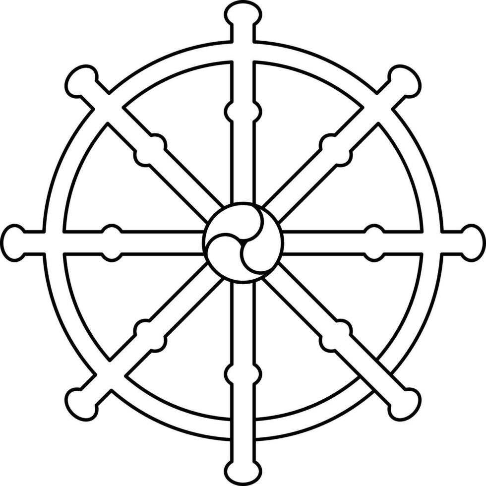 Buddhism Symbolism Icon in Black Outline. vector
