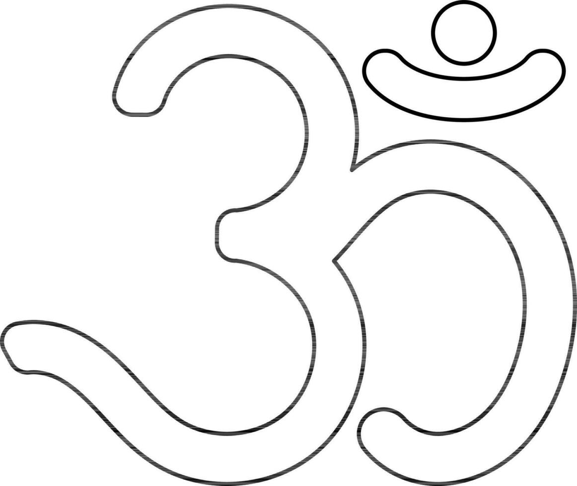 OM or Aum Icon in Black Line Art. vector