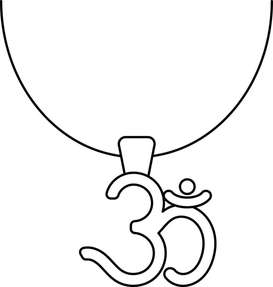 Om Pendant or Necklace Icon in Black Thin Line. vector