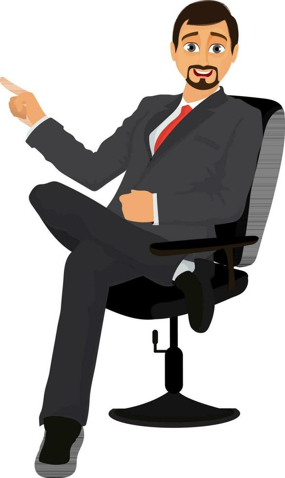 Businessman in suit sitting on chair. vector