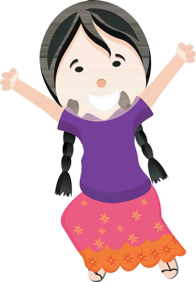 Cartoon character of a funny little girl. vector