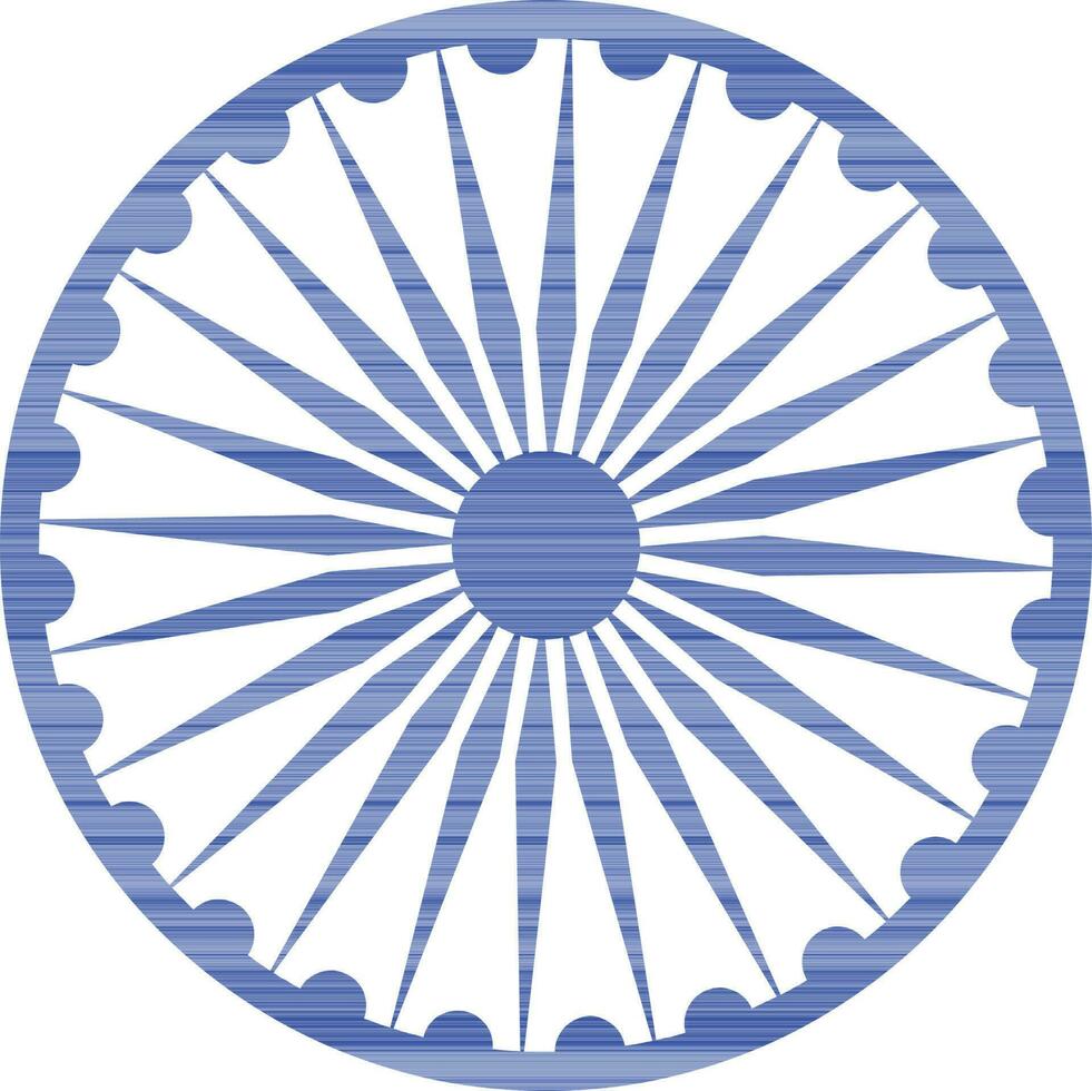 Flat illustration of blue ashoka wheel. vector