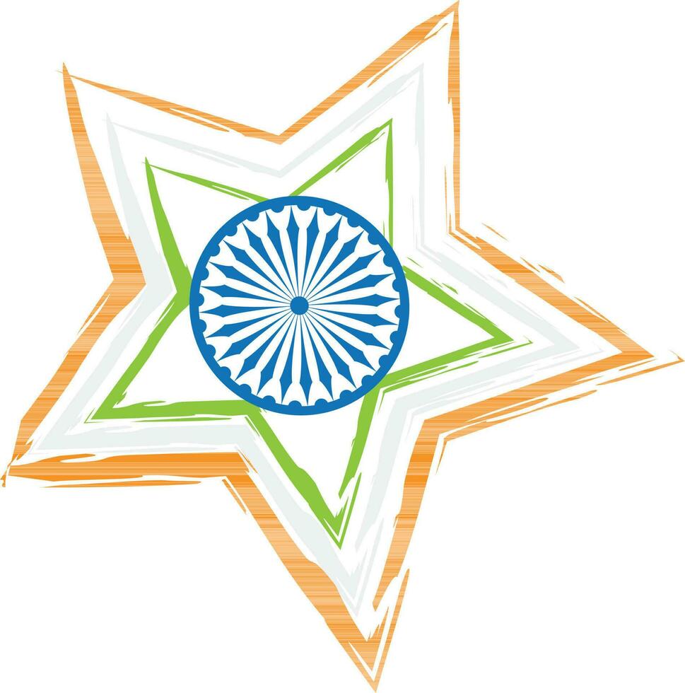 Sky star in tricolor with Ashoka Wheel. vector