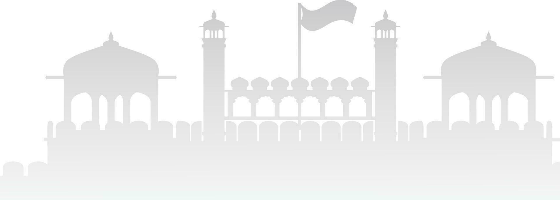 Sihouette of red fort in gray color. vector