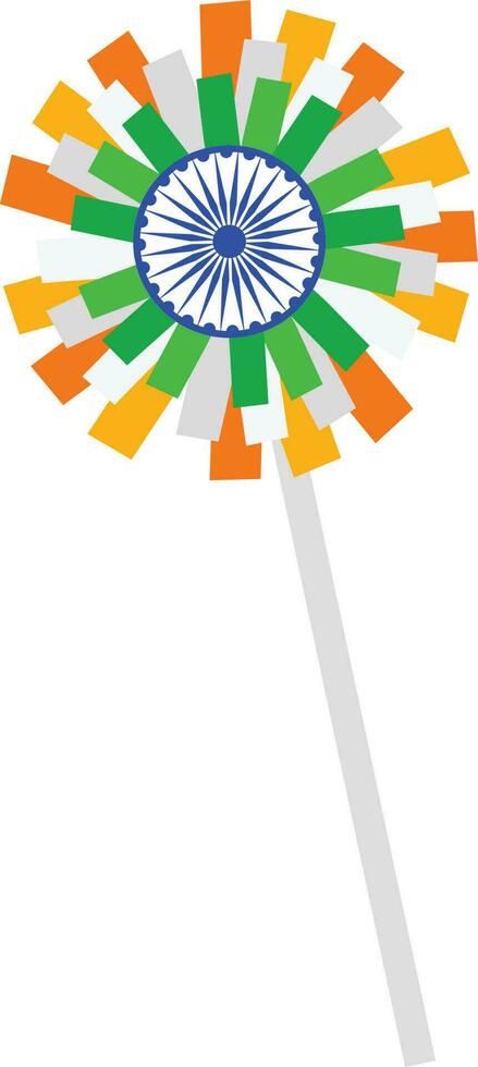 Flower design in Indian flag colors with ashoka wheel. vector