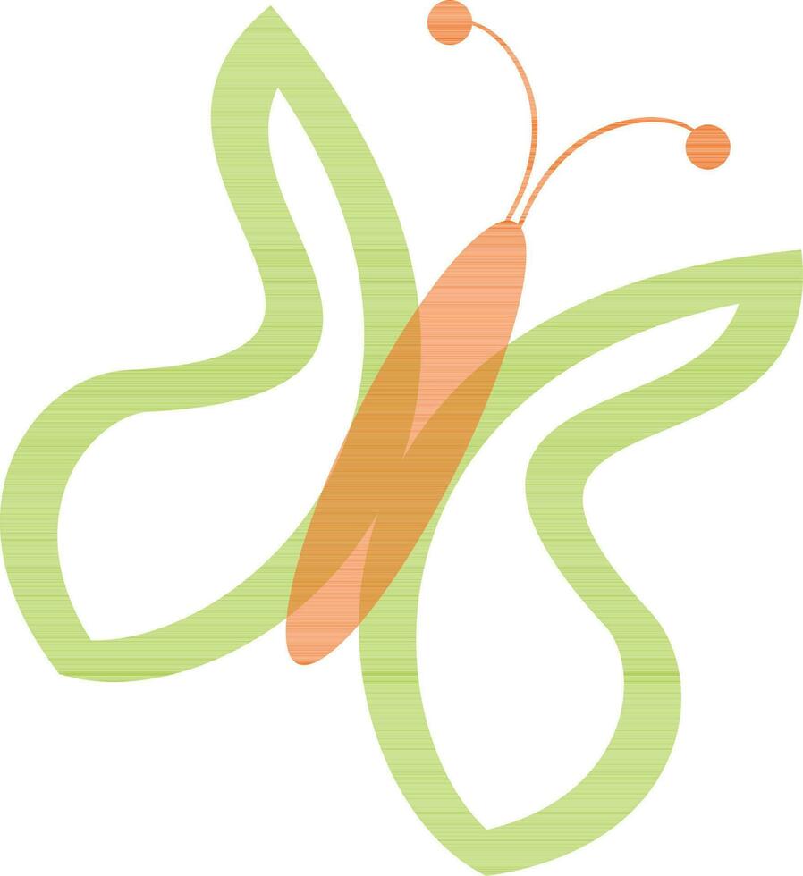 Butterfly in orange and green color. vector
