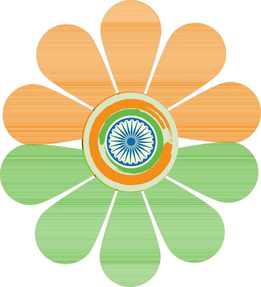 Beautiful flower design with ashoka wheel. vector