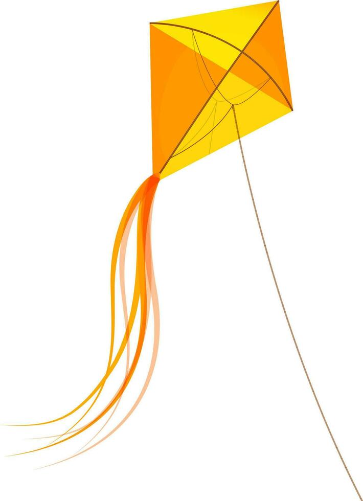 Flying kite in orange and yellow color. vector