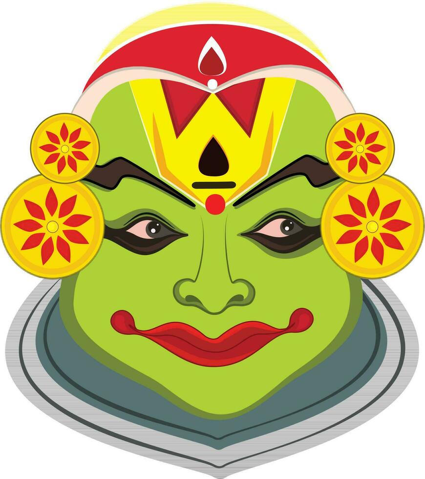 hermosa Kathakali bailarín rostro. vector