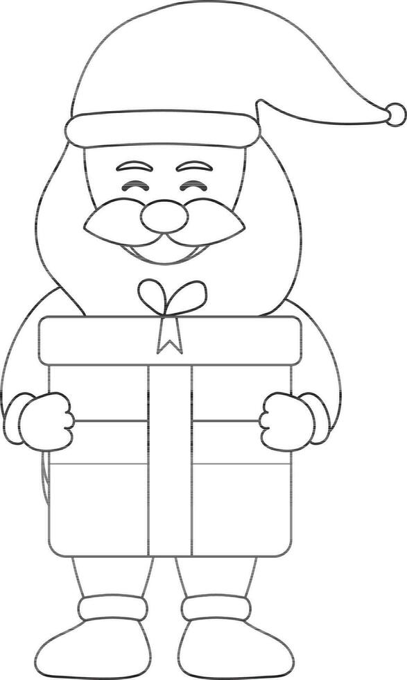 dibujos animados Papa Noel claus participación un regalo caja icono en negro describir. vector