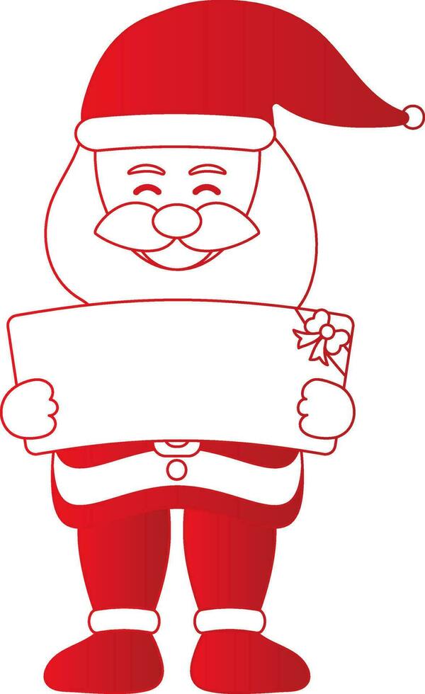 dibujos animados Papa Noel claus demostración regalo tarjeta o caja icono en rojo y blanco color. vector