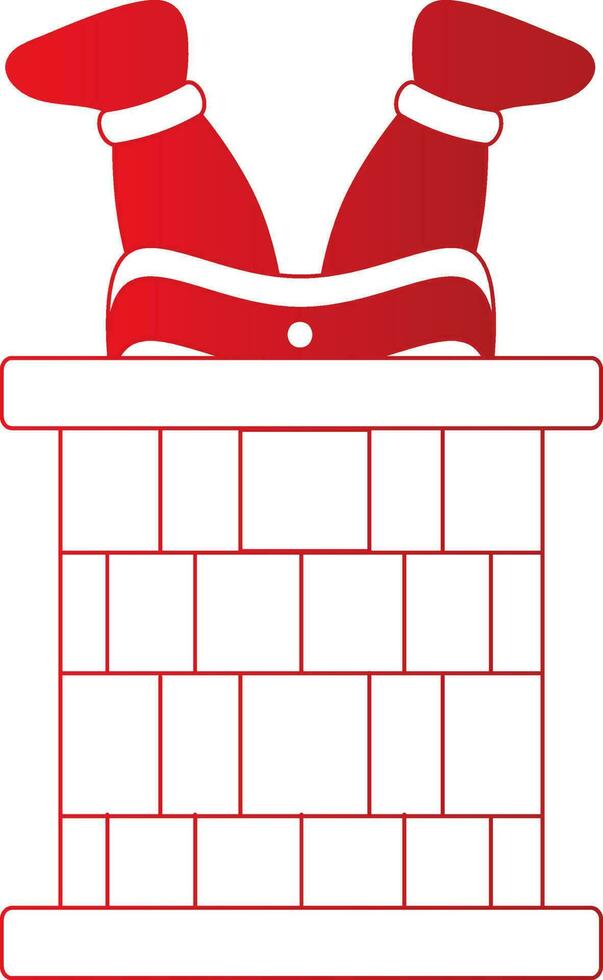 Illustration Of Santa Going Down Chimney Icon in Red And White Color. vector