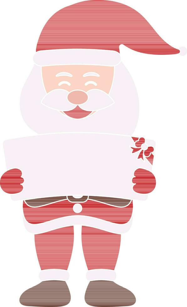 dibujos animados Papa Noel claus demostración regalo tarjeta o caja icono en plano estilo. vector