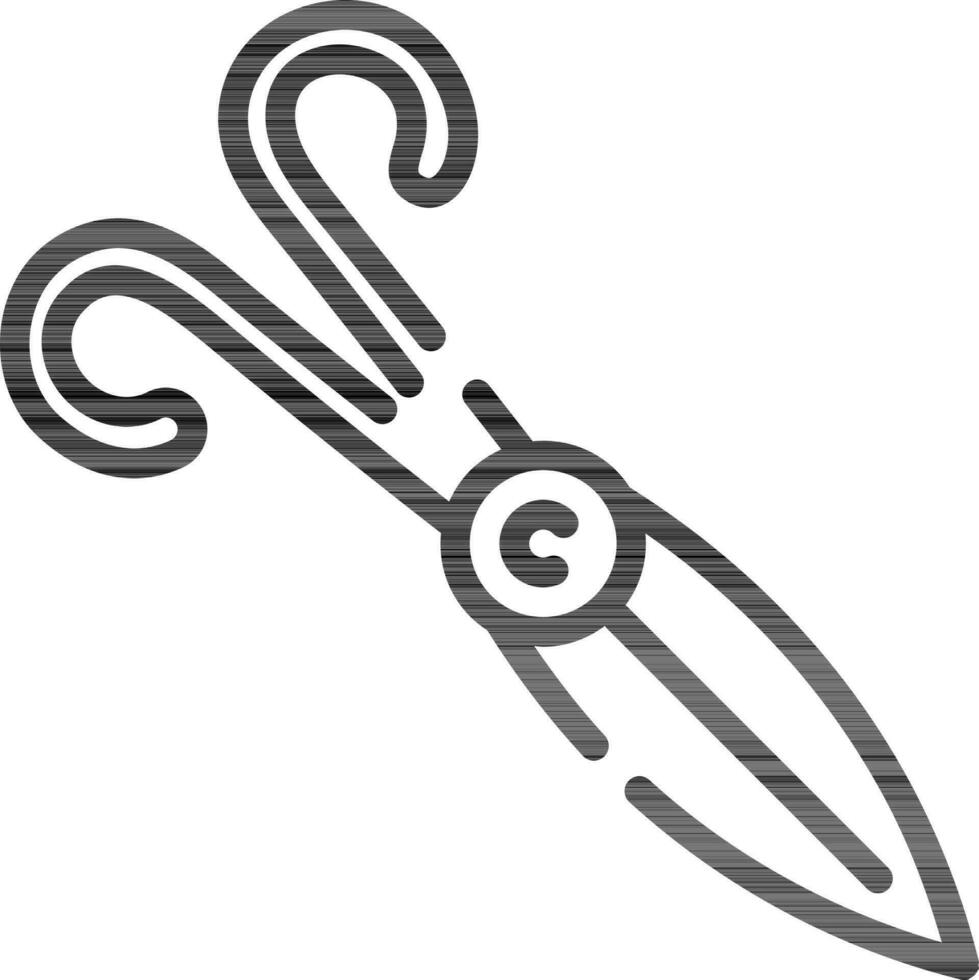 Black Outline Scissors Icon on White Background. vector