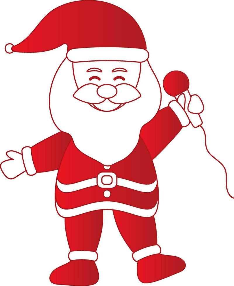 Santa Claus Singing From Mic Icon In Red And White Color. vector