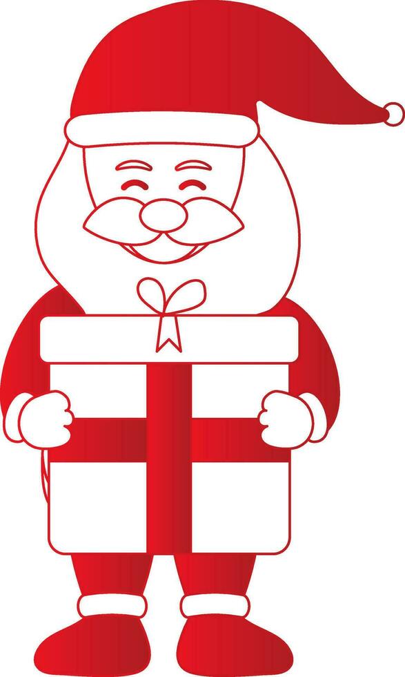 Happiness Santa Claus Holding A Gift Box Icon In Red And White Color. vector