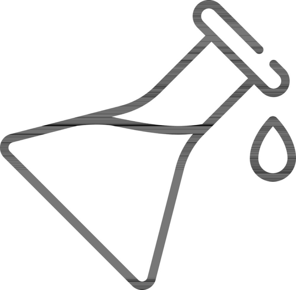 Chemical Flask Icon In Black Outline. vector