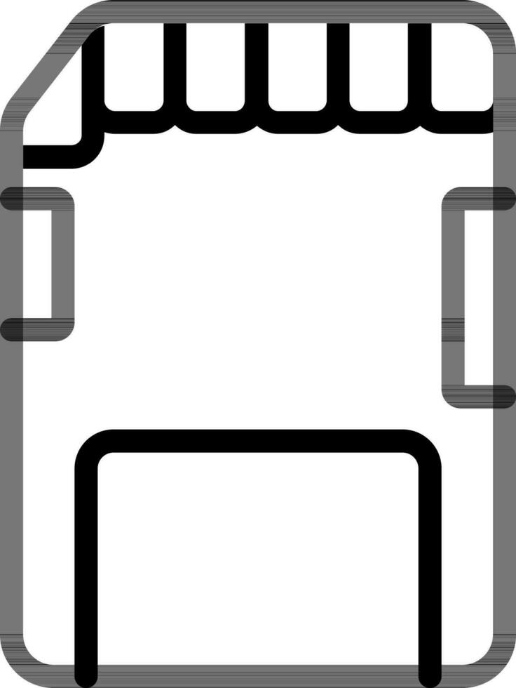 Memory or SD Card Icon In Black Line Art. vector