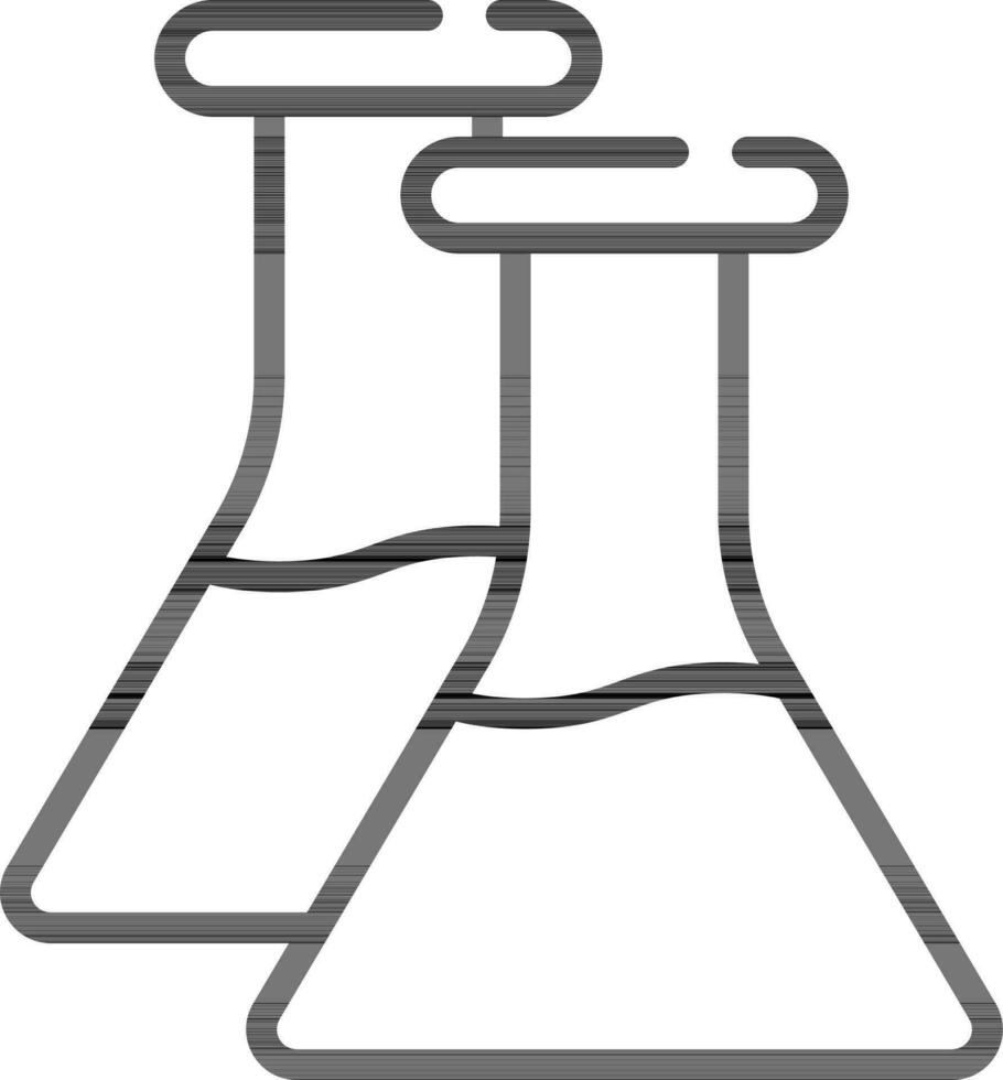 Two Chemical Flask Icon In Thin Line Art. vector