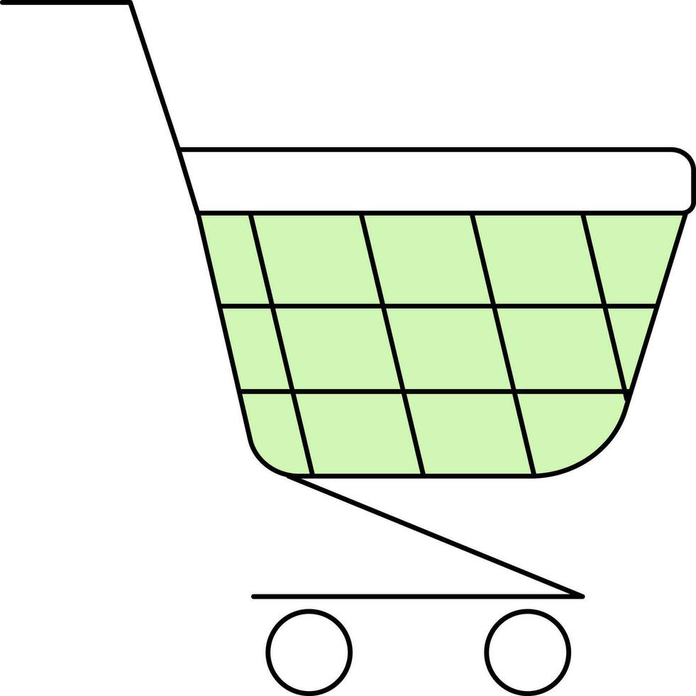 Shopping Cart Icon In Green And White Color. vector