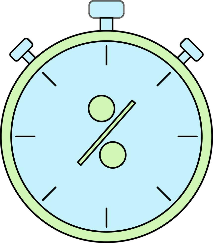 Discount Timer Icon In Green And Blue Color. vector