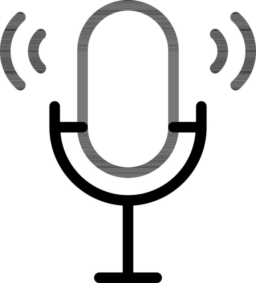 Mike or Microphone Icon In Black Outline. vector