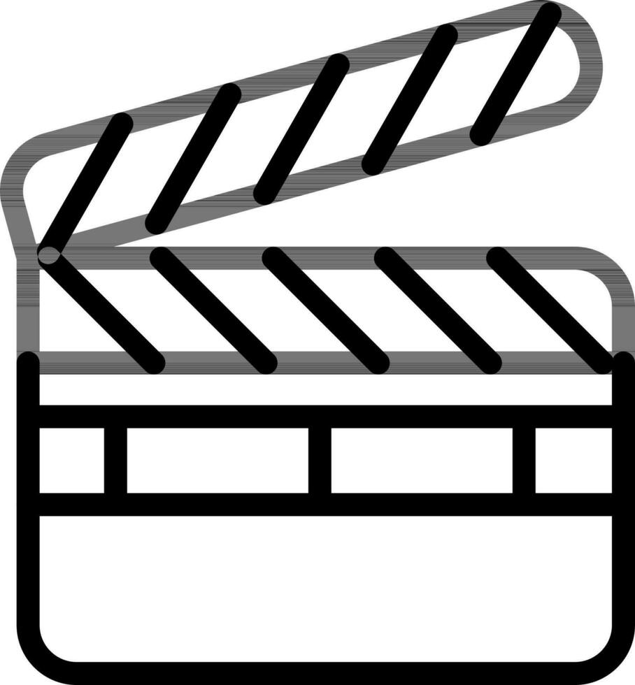 Clapperboard Icon In Thin Line Art. vector
