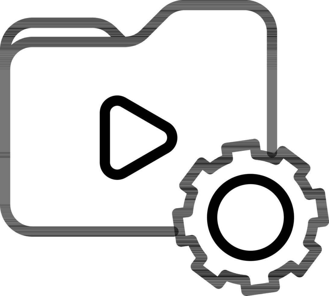 Play Or Movie Folder Manage Icon in Black Line Art. vector