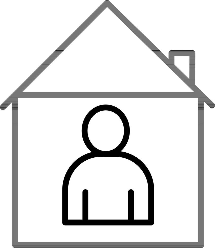 Line art illustration of Man in Home icon. vector