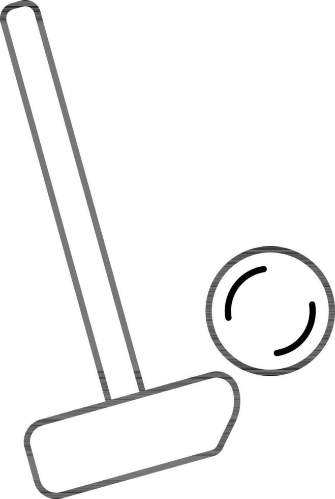 Polo Stick with Ball Icon in Black Outline. vector