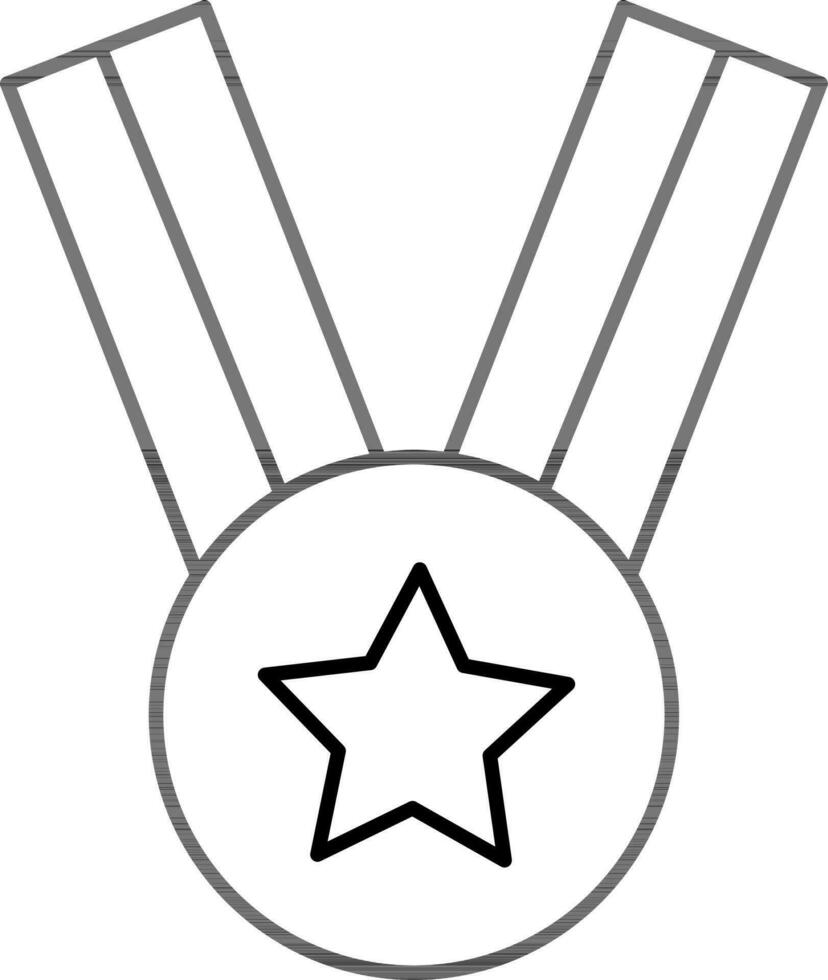 Star Medal Icon in Black Line Art. vector