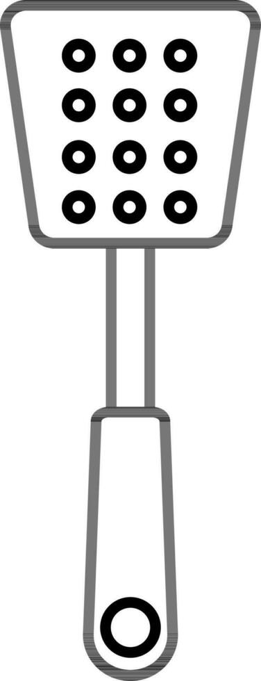 Illustrator of Skimmer Spatula Icon in Black Outline. vector