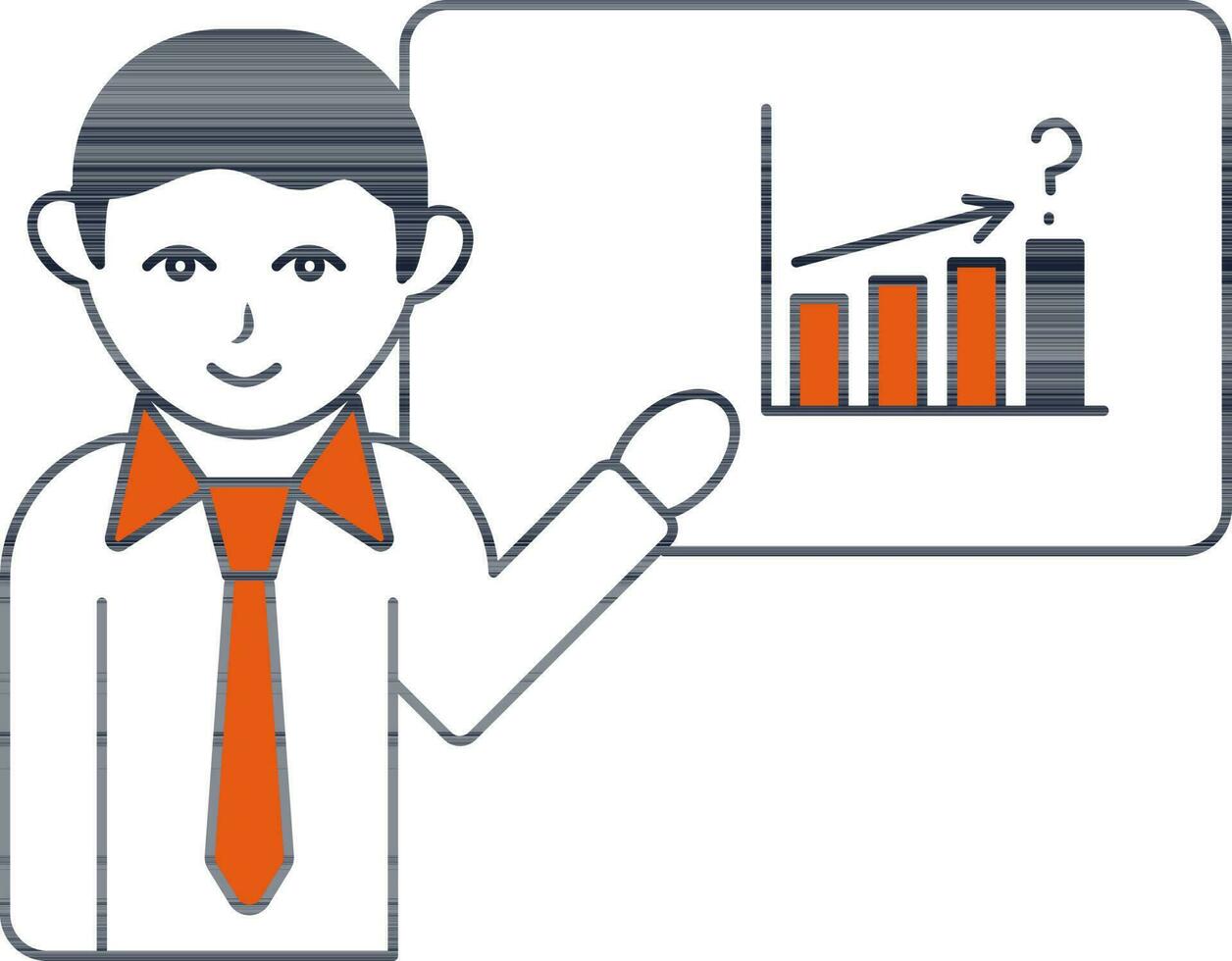 Illustration of Businessman Presentation with Bar Graph Screen and Question icon. vector